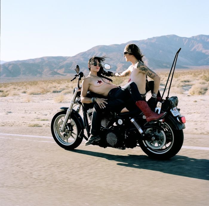 Girls on a motorcycle in Ramallah